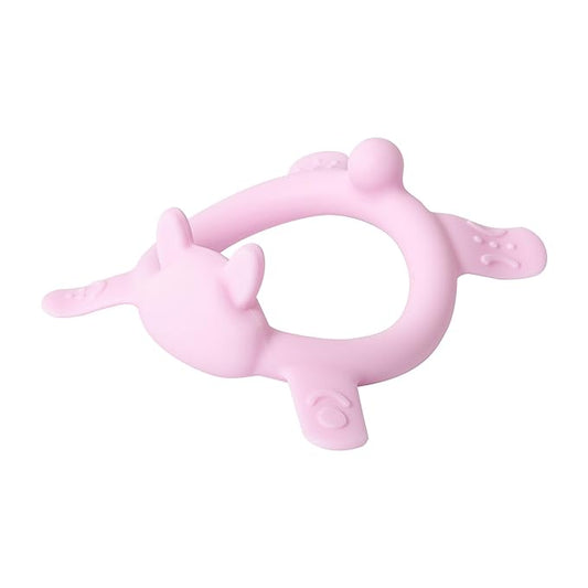 Pigeon Silicone Animal-Shaped Baby Teether, Pink Rabbit, 3M+, 1 Count – Multi-Textured Teething Relief Toys, Lightweight & Easy to Grasp