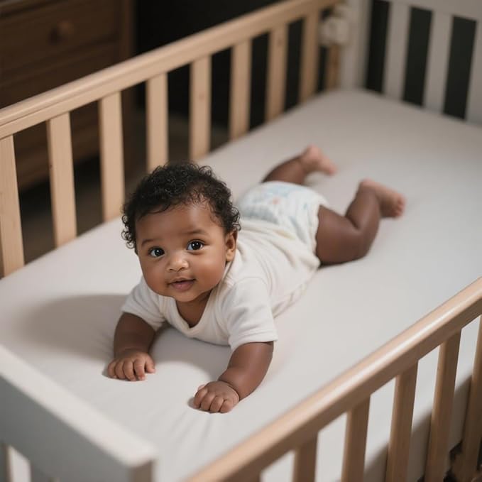 American Baby Company 2 Pack Fitted Crib Sheets 52" x 28" - Ultra Soft Microfiber Crib and Toddler Bed Sheets, White/Navy, Neutral for Boys & Girls
