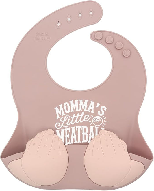 Teasin' Teethers Funny Italian Silicone Baby Bib with Pocket Food Catcher for Toddlers and Infants Funny Baby Bib Gift