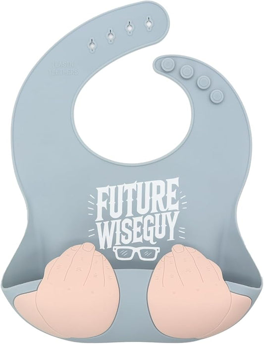 Teasin' Teethers Funny Italian Silicone Baby Bib with Pocket Food Catcher for Toddlers and Infants Funny Baby Bib Gift