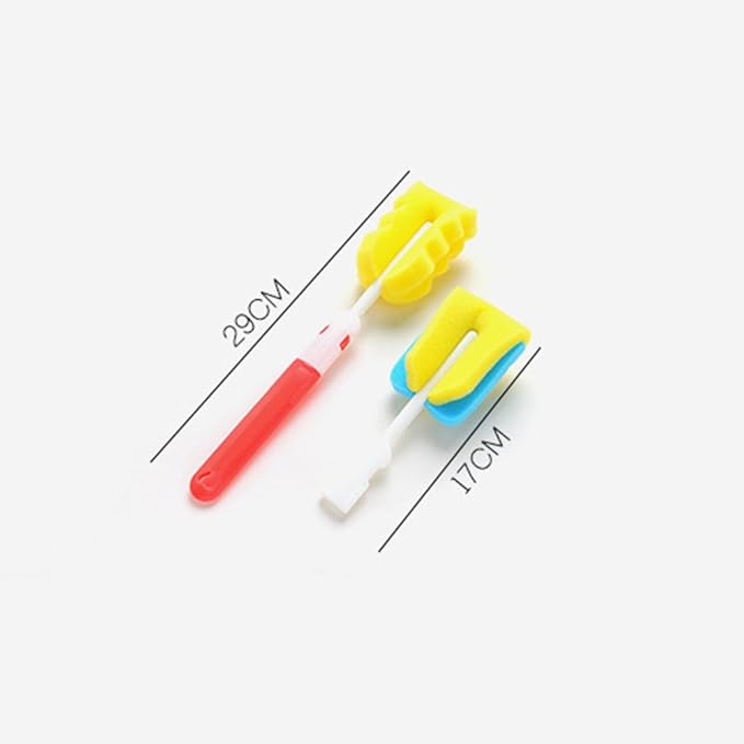 Replaceable Cleaning Bottle Sponge Brush with Long Handle Cleaner Soft for Baby Bottle,Kitchen Clean, Glasses,Mugs Cup, 11 inch