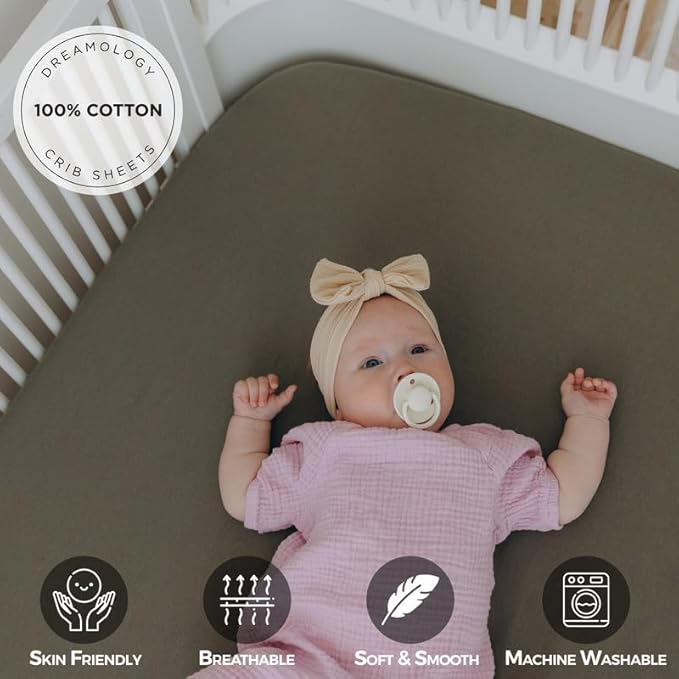 Dreamology Mini Crib Sheets,100% Cotton Crib Sheet,2-Pack,Soft,Baby Crib Sheets for Boys,Girls,Pack n Play Sheets,Pack and Play Sheets Fitted,Mini Crib Sheet,Crib Mattress Sheets,24 x 38