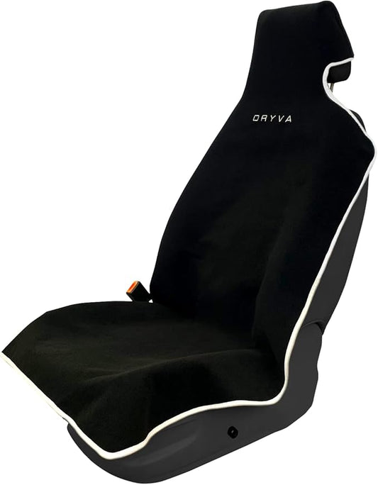 DryvaSeat - Premium Microfiber Towel Car Seat Cover - Waterproof & Sweatproof - Universal Fit, Machine Washable, Non-Slip - Seat Protector for Car, Truck, SUV, Van (Black, 1 Pack)