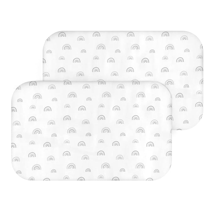 Bassinet Sheet Set 2 Pack Fitted Bassinet Sheets for Baby Boy Girl, Fit for Baby Delight, ANGELBLISS, Mika Micky, Milliard, MiClassic, Dream On Me, Baby Joy Bedside Sleeper, Rainbow