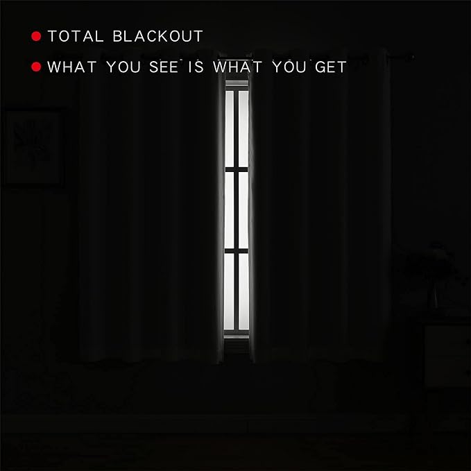 G2000 100% Blackout Curtains for Bedroom Living Room 95 Inches Long White Room Darkening Window Grommet Thermal Lined Insulated Light Blocking Noise Reducing 2 Panels Set