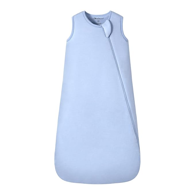 Mosebears Unisex Rayon Made from Bamboo Sleep Sack with 2-Way Zipper,2.5 Tog Baby Winter Sleep Sack(Fog Blue,0-6 Months)