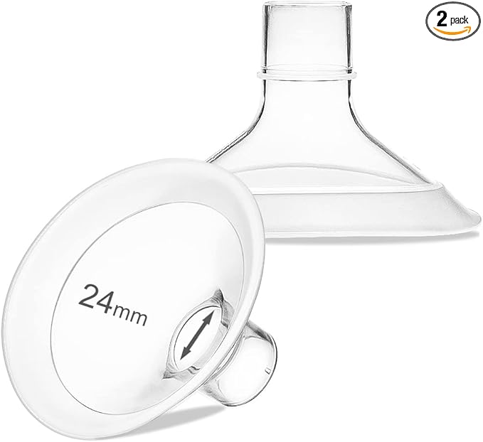 PumpMom-us 24mm Oval Flange Breast Shields Compatible with Medela Breast Pump Parts, Replace Flange for Pump in Style Parts Symphony Parts Swing Maxi Harmony and Personalfit Flex