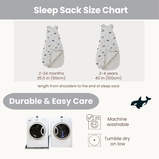 AnZai Merino Wool & Organic Cotton Sleep Sack for 2-24 Months - 2 Way Zipper Adjustable Sleeping Bag, Year Round