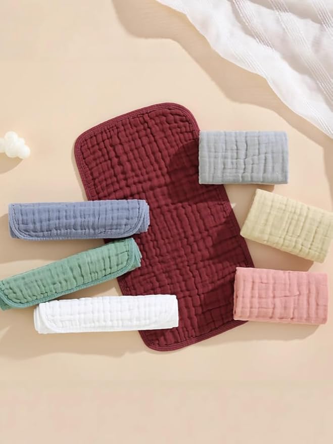 6 Pack Burp Cloths, Muslin Burp Cloths 100% Cotton, Colorful Muslin Washcloths for Baby, Comfy Cubs Burp Cloth, Unisex Baby Items Absorbent Burp Rags for Boys & Girls - Multi