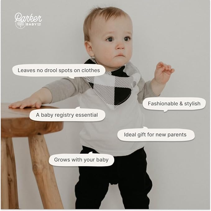 Parker Baby Bandana Drool Bibs 8 Pack Baby Bibs for Boys, Girls, Unisex - Soft & Stylish Teething Bibs for Babies