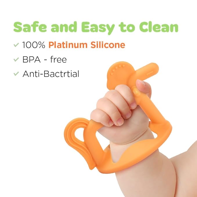 Moyuum Silicone Pony Teether Toy | Made in Korea, Provides Teething Relief, Wearable Wrist Teether is Easy to Hold, Drop Resistant Bracelet, Babies 3+ Months