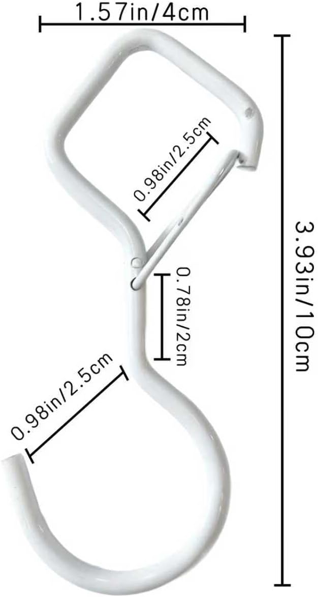 Heavy Duty Screw Hooks for Hanging, 4-Inch Ceiling Hooks with Safety Lock, Strong Hooks for Plants, Clothes, Kitchen Utensils, String Lights, Handbags, Towels (White, 12 Pcs)