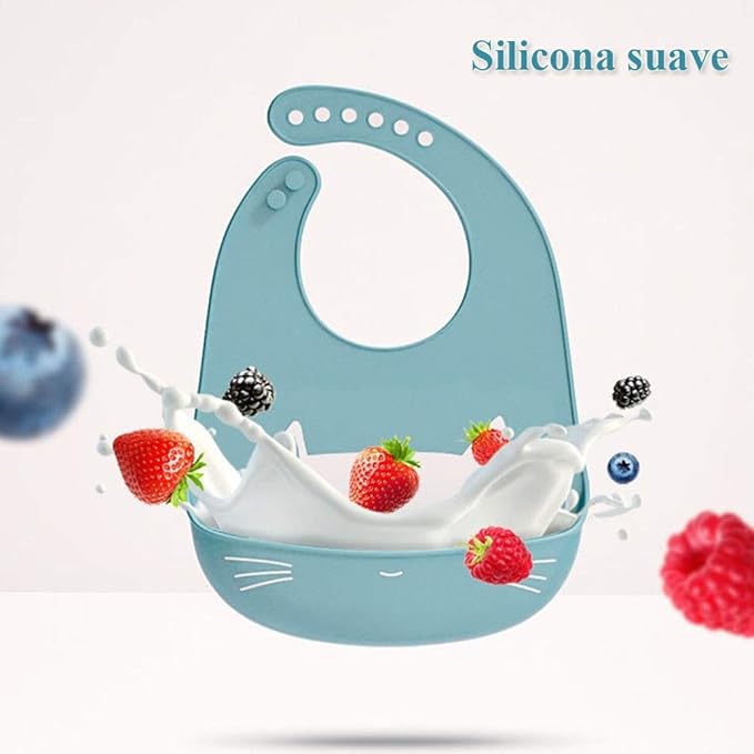 YINGJEE Baby Silicone Feeding Bibs, 3pcs Adjustable Waterproof Bibs for Feeding