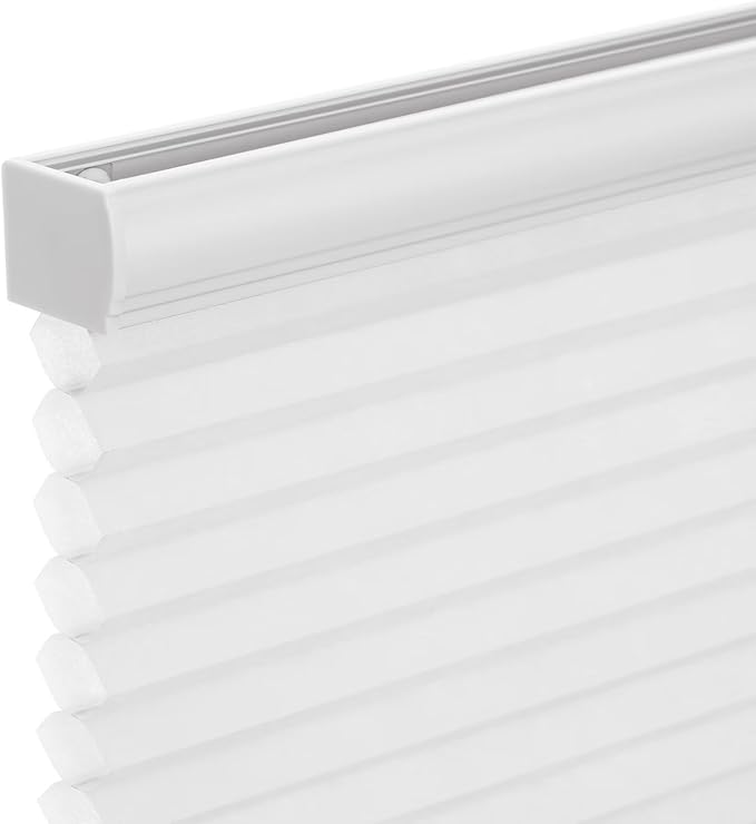 Changshade Cordless Cellular Shades, Light Filtering Honeycomb Shades for Windows, Pull Down Pleated Blinds, Easy to Install for Indoor Windows and French Doors,21" W x 36" H, White