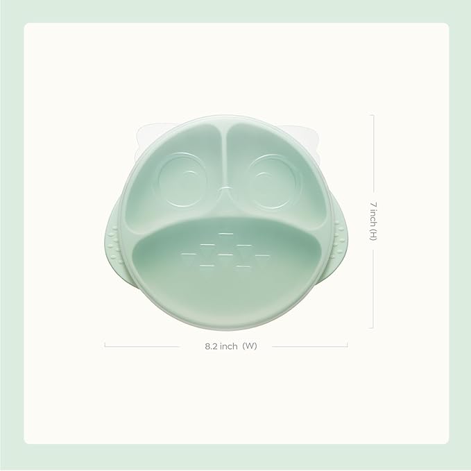bc babycare Silicone Toddler Plates with Lids, Baby Plates with Suction Base, Microwave & Dishwasher Safe, BPA-Free Divided Plates for Kids 3 Pack Pink & Green & Blue