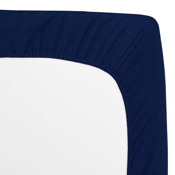 American Baby Company 2 Pack Fitted Crib Sheets 52" x 28" - Ultra Soft Microfiber Crib and Toddler Bed Sheets, White/Navy, Neutral for Boys & Girls