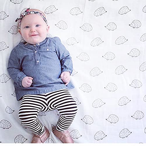 SwaddleDesigns Cotton Muslin Swaddle Blankets, Set of 4, Receiving Blankets for Baby Boys & Girls, Best Shower Gift, 46x46 inches, Black Hedgehogs