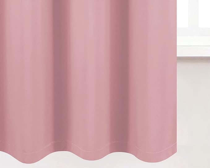 LEMOMO 100% Blackout Curtains 52 x 72 Inch/Pink Curtains 2 Panels with Black Lining Room Darkening Thermal Insulated Bedroom Curtains