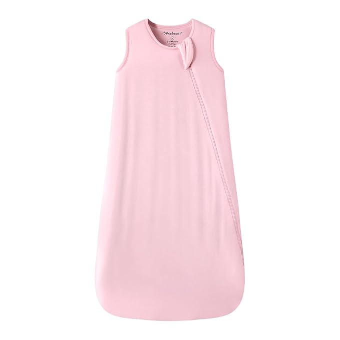 Mosebears Unisex Baby Sleep Sack 1.0 TOG, Supersoft Rayon Made from Bamboo Wearable Blanket with 2-Way Zipper (Blush,6-18 Months)