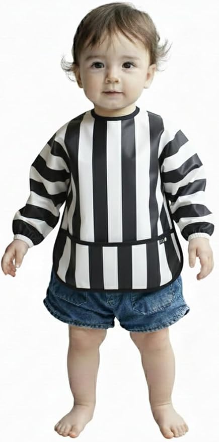 Plie Long Sleeve Waterproof Bib for Toddlers – Soft Feeding Smock for Baby Mealtime, Self-Feeding, BPA-Free, Easy Clean