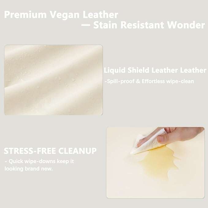 Vegan Leather Bassinet Sheets for Baby, Waterproof Wipeable, Extra Thick & PortableFit for Hourglass Oval Rectangular Cradle Pad Sheets, Standard Cradle Safe Sheets for Baby Boys Girls 32"x16"(Beige)