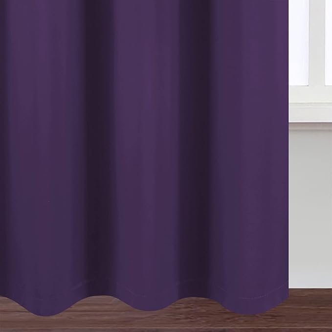LEMOMO 100% Blackout Curtains 40 x 84 Inch/Purple Curtains 2 Panels with Black Lining Room Darkening Thermal Insulated Bedroom Curtains