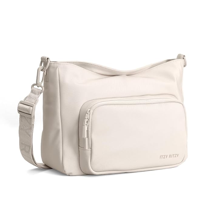 Itzy Ritzy Belong Cargo Caddy for Strollers & Wagons – Convertible Stroller Organizer and Crossbody Bag With Adjustable & Removable Strap, Bottle Holders, Smart Storage Pockets & Secure Straps (Cream)