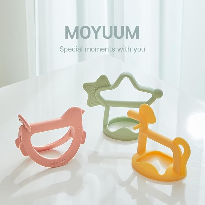 Moyuum Silicone Pony Teether Toy | Made in Korea, Provides Teething Relief, Wearable Wrist Teether is Easy to Hold, Drop Resistant Bracelet, Babies 3+ Months