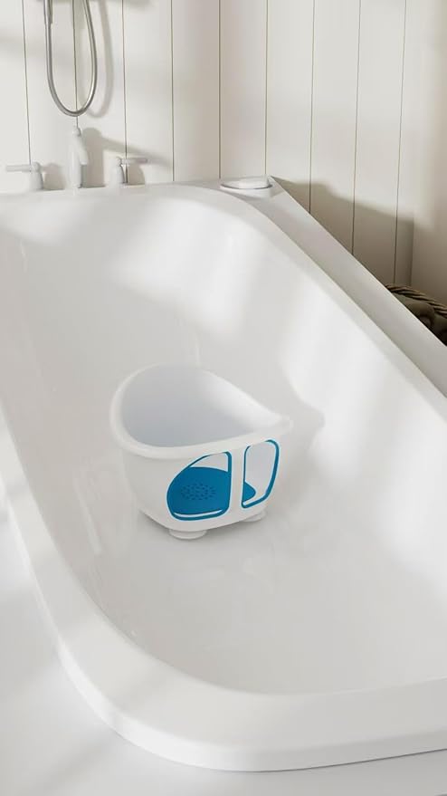 Baby Bath Seat with Non-Slip Suction Cups - Infant Bath Chair for 6-12 Months (Blue/White Design)