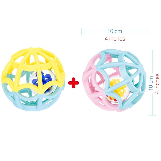 WEofferwhatYOUwant Baby Sensory Balls – Set of 2 Rattle Teething Toys for Infants & Toddlers – BPA-Free Easy Grip Motor Skill Development Ball – Soft Textured Montessori Sensory Play 0+ Months