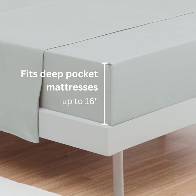 100% Cotton Fitted Sheet Only - Deep Pocket up to 16inch - All-Around Elastic - T-Shirt Fabric Jersey Knit - Extra Soft - Easy Fit - All Season - Comfy (Gray, Twin)