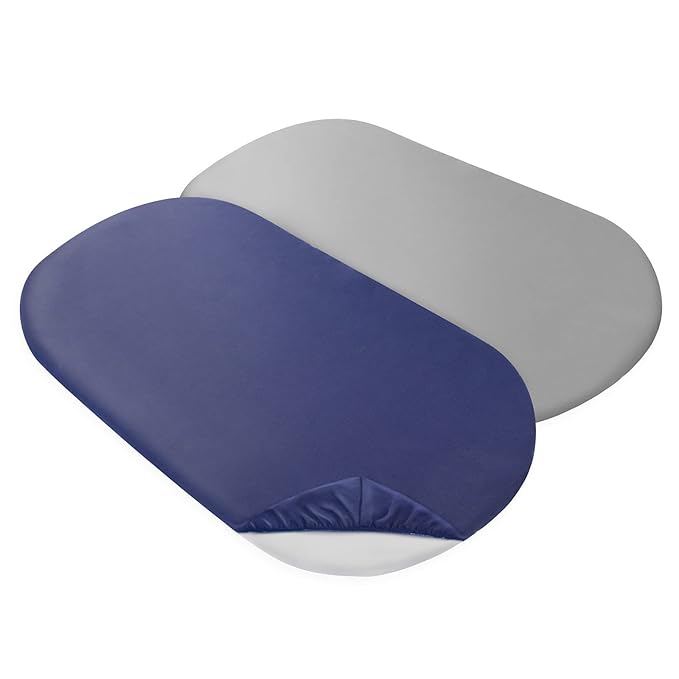 Bassinet Sheets for Baby Boy Girl 2 Pack Bassinet Sheet Set Universal Soft Cradle Sheets Fit for Oval Rectangle and Hourglass Bassinet Mattress, Bassinet Sheets, Grey&Navy