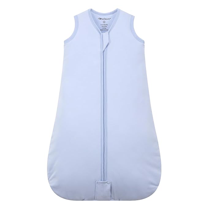 Mosebears Sleep Sack Baby Winter Wearable Blanket with 2-Way Zipper,2.5 TOG Cotton Sleep Sack Unisex (Fog Blue, 6-12 Months)