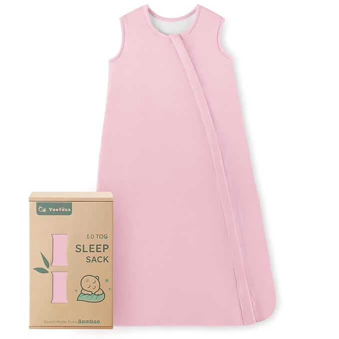 Yoofoss Rayon Made from Bamboo Baby Sleep Sack 6-12 Months 1.0 Tog Baby Wearable Blanket, Super Soft Infant Toddler Sleeping Sack 2-Way Zipper