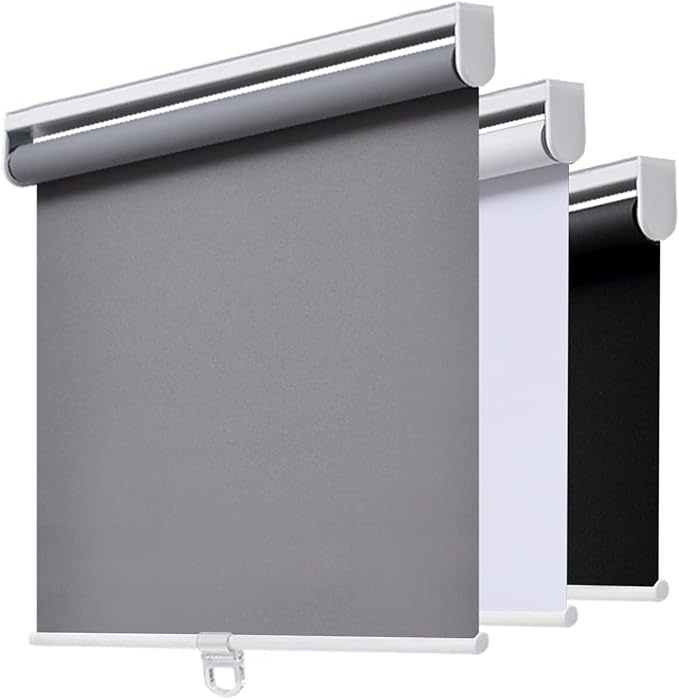 Cordless Roller Shades Blackout Blinds for Windows Room Darkening Rolled Up Shades with Spring System, UV Protection Window Shades Door Blinds for Home and Office (64" W x 72" H, Grey)