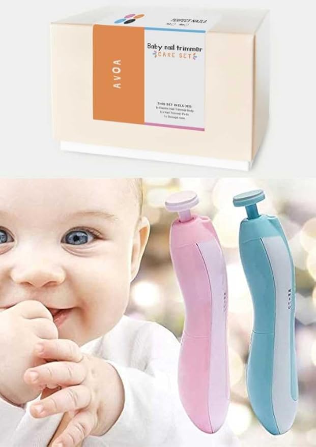 AVOA Baby Nail Trimmer Electric - Safe Quick Trim, No Cuticle Damage, LED Light, Quiet, Ergonomic, Baby Nail File Kit, Toddler Nail Clipper, Electric Nail File for Baby, Nail Filer, Pink