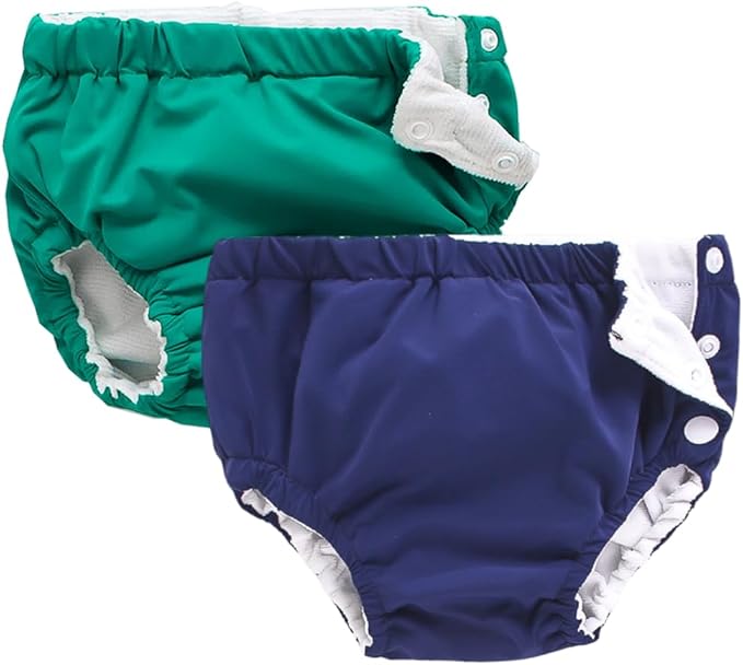 IIjnUhb Swim Diapers Baby Reusable 2 Pack,Washable Pants for 0-3 Years Boys Girls Swimming Lesson Shower Gifts