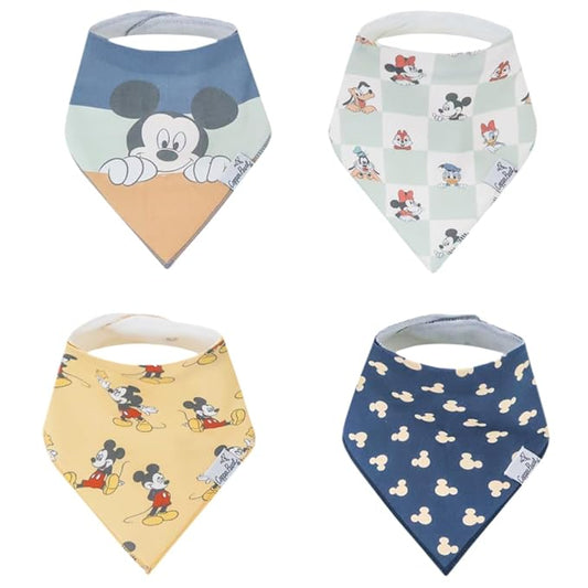 Copper Pearl Baby Bandana Drool Bibs for Drooling and Teething 4 Pack Gift Set Mickey Mouse & Friends