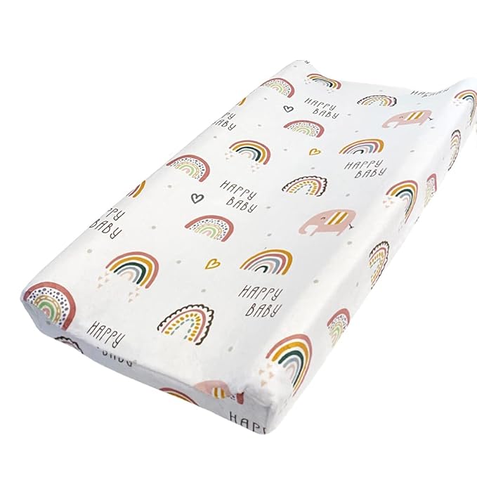 Owlowla Changing Pad Cover, Soft Minky Changing Table Sheets for Baby Boy and Girl(Rainbow)