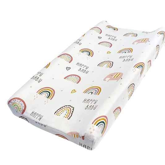 Owlowla Changing Pad Cover, Soft Minky Changing Table Sheets for Baby Boy and Girl(Rainbow)