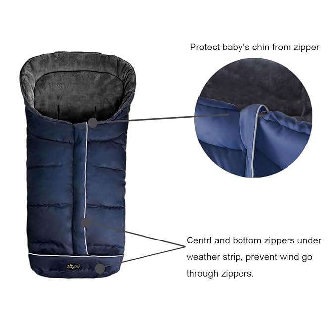 CozyMe Stroller footmuff, 3-in-1 Winter Baby Bunting Bag, Water Resistant Stroller Blanket Bunging Bag,Multi Purpose Fleece Lined Warm Hooded Sleeping Bag for Baby Winter Stroller Cover,6-36M