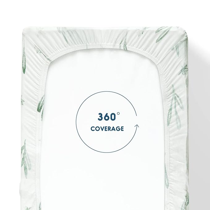 GRSSDER Stretch Ultra Soft Jersey Knit Changing Pad Cover Set 2 Pack, Change Table Pad Covers Fit 32"/34" x 16" Pads Safe and Snug, Stylish Watercolor Animals for Baby, Mint Green