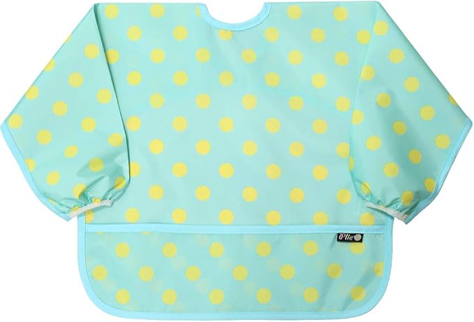 Plie Long Sleeve Waterproof Bib for Toddlers – Soft Feeding Smock for Baby Mealtime, Self-Feeding, BPA-Free, Easy Clean