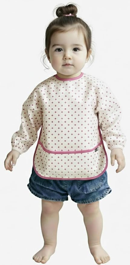 Plie Long Sleeve Waterproof Bib for Toddlers – Soft Feeding Smock for Baby Mealtime, Self-Feeding, BPA-Free, Easy Clean