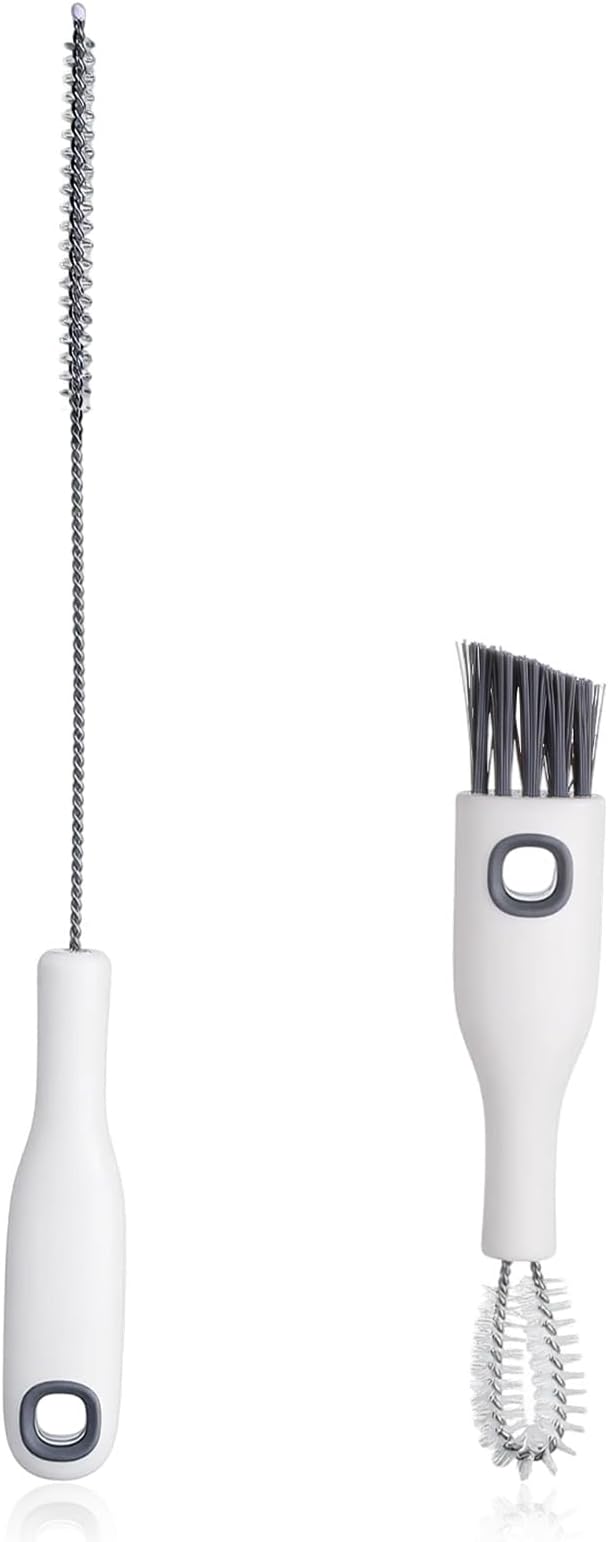 2 Pcs Multifunctional Cup Lid Cleaning Brush and Straw Cleaner Brush Set - 2-in-1 Cup Lid Cleaner with Bristles for Deep Cleaning Bottle Lids, Straws, Spouts and Narrow Gaps Lids Cleaning Brush Tool