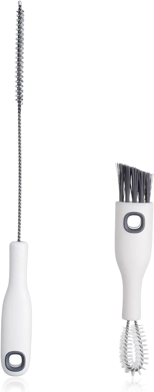 2 Pcs Multifunctional Cup Lid Cleaning Brush and Straw Cleaner Brush Set - 2-in-1 Cup Lid Cleaner with Bristles for Deep Cleaning Bottle Lids, Straws, Spouts and Narrow Gaps Lids Cleaning Brush Tool