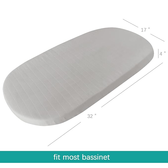 Muslin Bassinet Sheets for Boys and Girls 2 Pack, Ultra Soft Muslin Fitted Baby Bassinet Sheet for Standard Bassinet Mattress(16''×32''/17"x32"/20''x33''), Grey & White