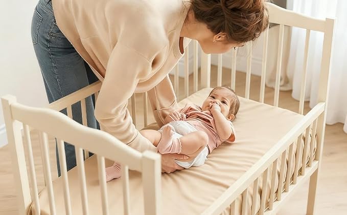 4 Pack Bassinet Sheets 19" x 33" Compatible with Koolababy, Cowiewie and IKOMZY Baby Bassinet, Soft and Skin-Friendly, Blue and Color Rainbow