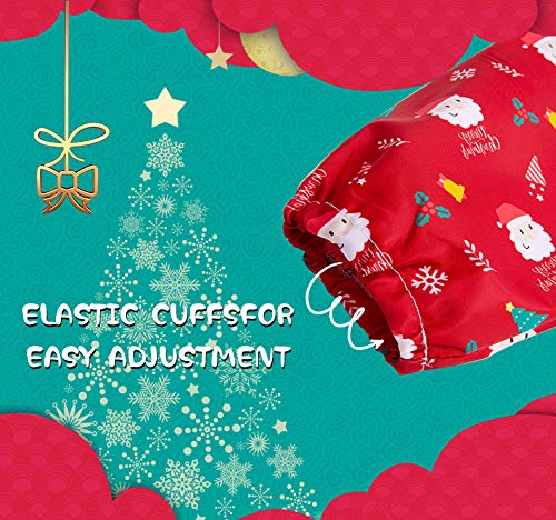 Little Dimsum Full Sleeved Feeding Bib 2 Pack,Baby & Toddler Waterproof Bib Apron,Food Protection Large Pocket Eating Smock 6-36 Month(christmas bib)