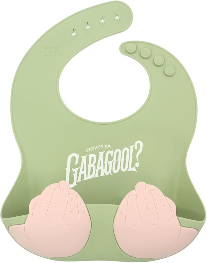 Teasin' Teethers Funny Italian Silicone Baby Bib with Pocket Food Catcher for Toddlers and Infants Funny Baby Bib Gift